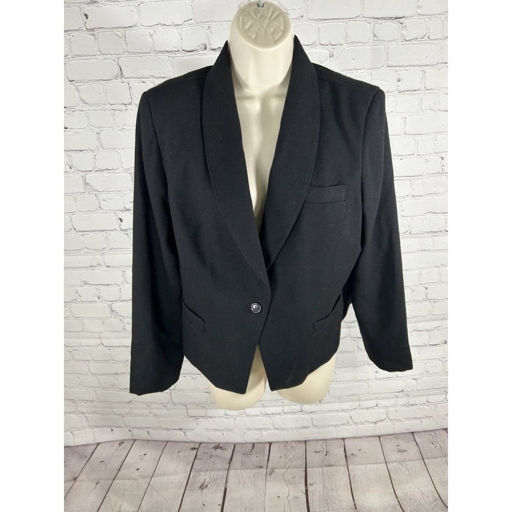 VTG TJ’s Things Black Lined Single Button Front Shawl Lapel Blazer Women’s 13/14